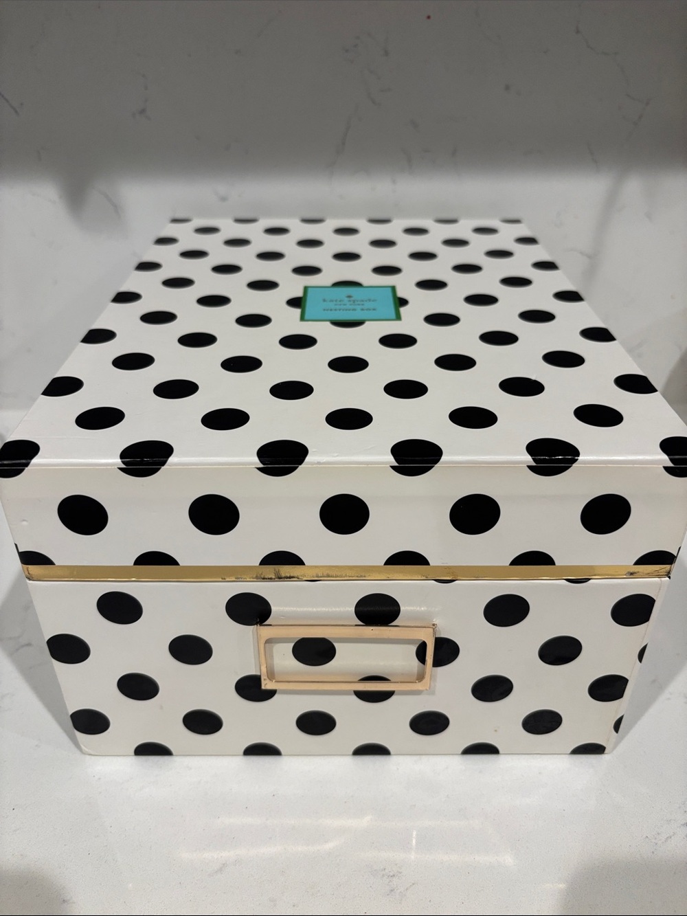 kate spade White Box with Black Polka Dots Nesting Box